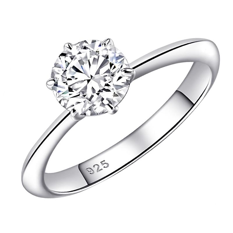 Details about   New Minimalist Her Brilliant Round Diamond Solitaire Heart Shank 925 Silver Ring 